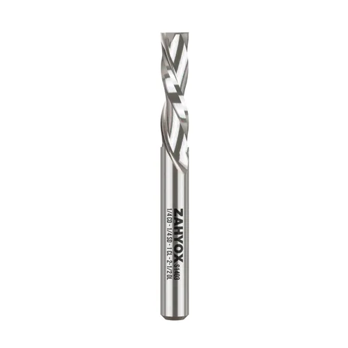 Miniatura 10 de Zahyox Broca de fresadora en espiral de vástago de 1/4 pulgadas, compresión arriba y abajo, carburo sólido, fresadora CNC recta para madera, 1/4