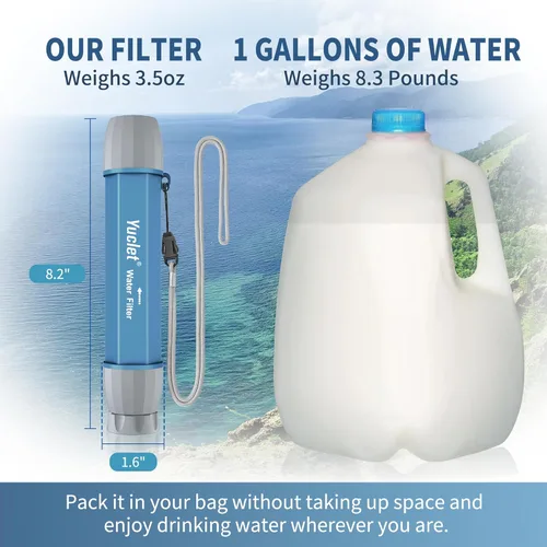 Miniatura 3 de Yuclet YWF01 Popote de Filtro Personal para Bebidas de Supervivencia, Purificador de Agua Portátil, Sistema de Filtración, Equipo y Suministros