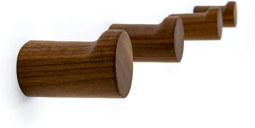 NAUMOO Ganchos de madera natural para montar en la pared, paquete de 4, moderno, hecho a mano, pinzas decorativas de madera minimalistas para colgar