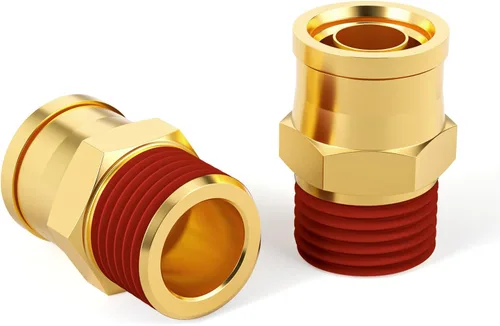 Miniatura 10 de GASHER 5 piezas de latón DOT Push to Connect Fittings, 1/2" NPT x 1/2" OD recto tubo de empuje de aire accesorios de línea de freno de aire