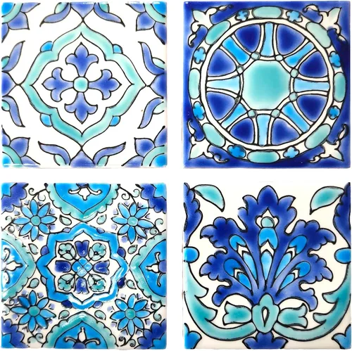 Miniatura 6 de Juego de posavasos de azulejos de cerámica pintados a mano personalizados de 4 x 4 pulgadas, disponible en juegos de 4, 6, 8, 12 y 16, ideal