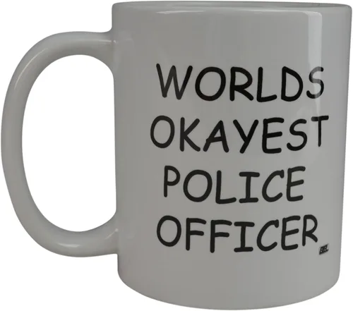 Rogue River Tactical Divertida taza de café Wolds Okayest Police Officer Novelty Cup Gran idea de regalo para oficina, mordaza de elefante blanco,