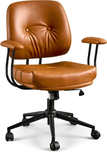 Miniatura 13 de ovios Silla de oficina ergonómica, sillas ejecutivas de piel sintética con respaldo alto y cojín grueso, cómodo sillón giratorio moderno de mediados