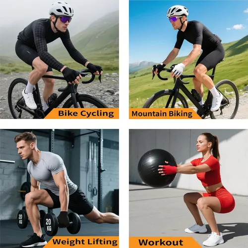 Miniatura 4 de VXW Guantes de ciclismo para hombres y mujeres, con tiras reflectantes y almohadilla antideslizante que absorbe los golpes para bicicletabicicleta