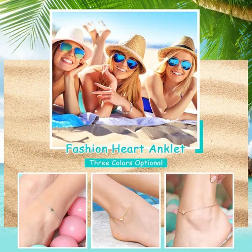 Miniatura 4 de Silvora Tobillera de plata de ley 925 para mujeres y hombres, tobilleras de corazón de eslabones cubanos para mujer, tobillera de playa con caja