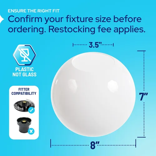 Miniatura 2 de KastLite Globo de poste de lámpara de acrílico transparente de 8 pulgadas, textura suave con apertura sin cuello de 3.5 pulgadas, fabricado