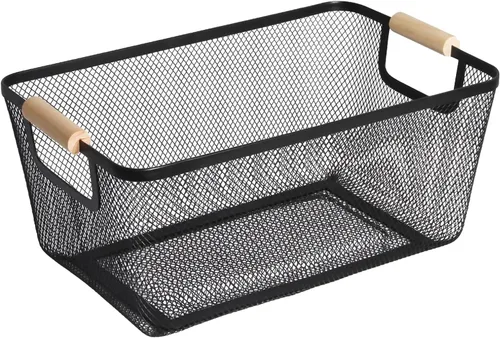 Miniatura 20 de AJIODA Cesta de acero de malla metálica, cesta organizadora de almacenamiento de alambre pequeña, cesta de cocina colgante multifunción con mango