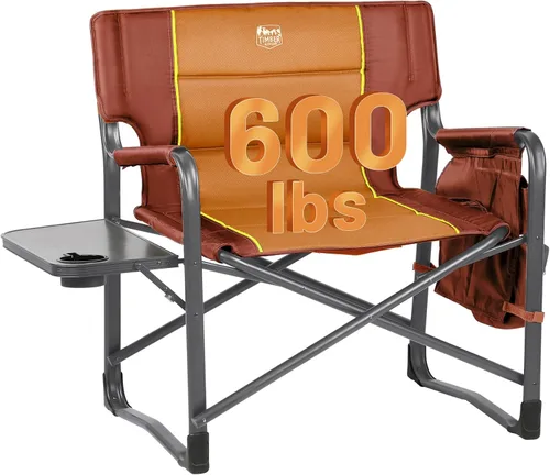 Miniatura 12 de Timber Ridge Sillas de director XXL mejoradas de gran tamaño con mesa auxiliar plegable, bolsillo lateral desmontable, silla de campamento plegable