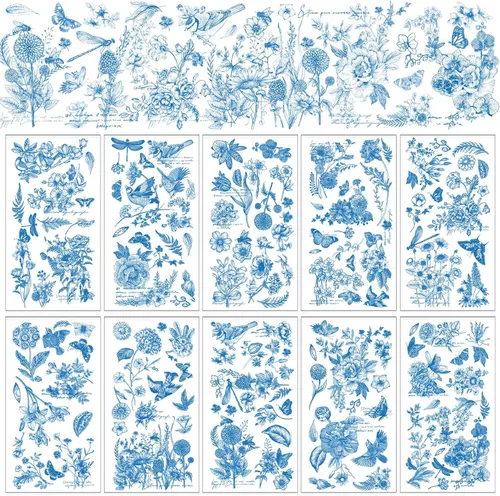 Miniatura 9 de Whaline 10 hojas patrióticas de transferencia para manualidades, 4 de julio, calcomanías de transferencia para muebles en colores pastel para 250