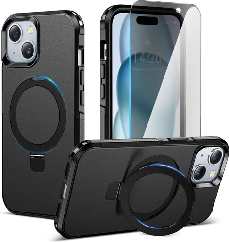Miniatura 17 de jaroco Funda para iPhone 13, con [Protector de Pantalla de Privacidad] [Soporte Magnético con Patilla] [Compatible con MagSafe], Funda de Teléfono