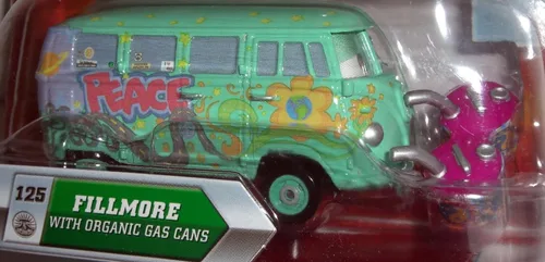 Miniatura 2 de Disney / Pixar CARS Movie 155 Coche fundido a presión con ojos lenticulares Serie 2 Fillmore con latas de gas orgánico Chase Piece!