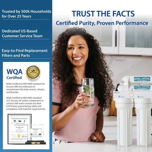 Miniatura 6 de APEC Water Systems ROES-50 Essence Series - Sistema de filtración de agua potable de ósmosis inversa de 5 etapas con certificación WQA, muy seguro