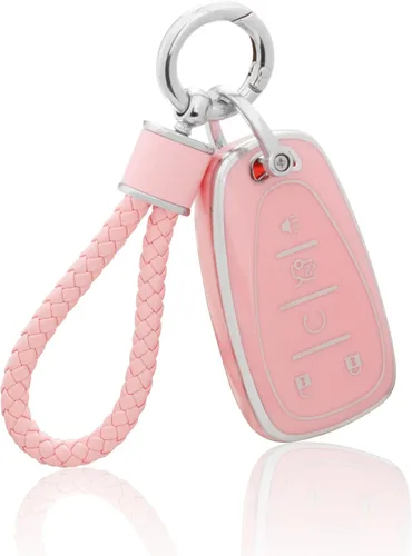 Miniatura 22 de YO&YOYE Funda para llavero Ford con llavero, funda de TPU suave rosa para F150 Explorer Mustang Edge Lincoln MKZ MKX MKC