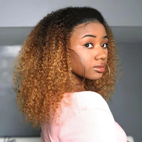 Paquetes de Cabello Humano Rizado Afro Kinky Mongol Ombre de 12 14 16 Pulgadas T1B/30 Marrón 4B 4C Cabello Humano Virgen a Granel Afro Kinky