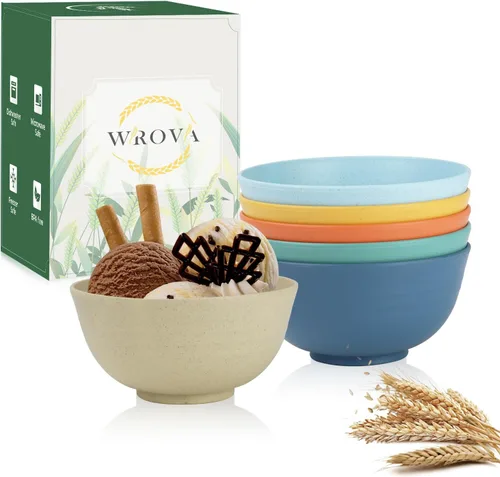 Miniatura 27 de Wrova Juego de 8 cuencos de paja de trigo para postre de 10 onzas, cuencos irrompibles para niños, mini cuencos para helado, aperitivos y frutas