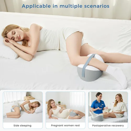 Miniatura 2 de Almohada de rodilla para dormir de lado, almohada de piernas para dormir de lado, alivio del dolor de cadera, ciática y espalda baja, con espuma Gris