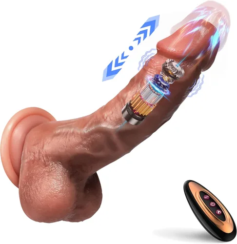Miniatura 7 de Consoladore de penetración con vibrador - Juguetes sexuales de silicona realista para estimulación del punto G y anal, 8 modos de penetración, 10