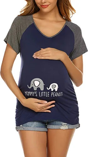 Miniatura 2 de Ekouaer - Camisa de maternidad para mujer con estampado divertido y manga corta diseño de raglán