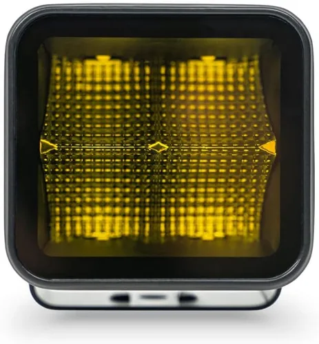 DV8 Offroad Cápsula de luz LED ámbar todoterreno serie Elite de 3 pulgadas | Patrón de luz de inundación | Tamaño: 3 "x 3" x 2.75 pulgadas | Carcasa
