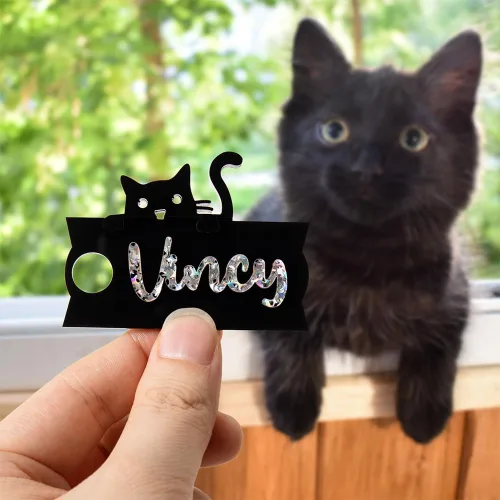 Miniatura 3 de callie Placa de nombre personalizada de gato para taza Stanley de 30 onzas, 40 onzas, etiqueta de nombre personalizada para tapa de vaso Stanley