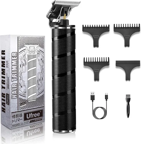 Ufree Cortadora de barba para hombres, Cuchillas en T de separación cero, Cortapelos inalámbrico, Afeitadoras eléctricas para hombres, Kit de aseo