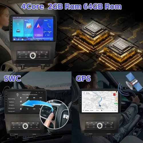 Miniatura 5 de Radio de coche 2+64G para Ford Mustang 10 pulgadas pantalla táctil 2010 2011 2012 2013 2014 estéreo, inalámbrico Carplay/WiFi/Bluetooth/EQ
