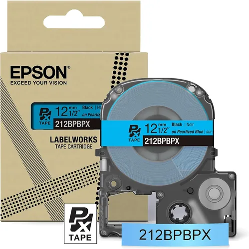 Miniatura 17 de Epson LABELWORKS 212RBBPX Cartucho de Cinta PET (Poliéster) Genuino - Cinta de Etiquetadora de Diseño para Artesanía en Cinta Negra sobre Azul