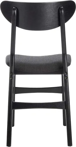 Miniatura 5 de SAFAVIEH Furniture Lucca - Juego de 2 sillas de comedor retro, color negro, madera, diseño tapizado de mediados de siglo, ideal para comedor, Cojín