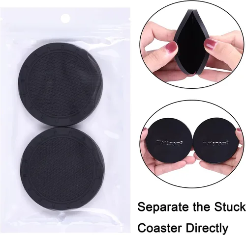 Miniatura 8 de Wisdompro - Posavasos para automóvil, paquete de 4 posavasos de PVC para automóvil, antideslizantes, universales, accesorios interiores de Negro