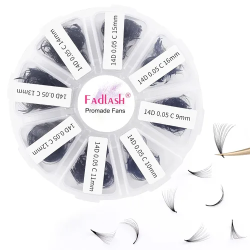 Extensiones de pestañas listas para colocar, 1000 unidades, Promades, extensiones de pestañas con volumen, base puntiaguda, abanicos, extensiones de