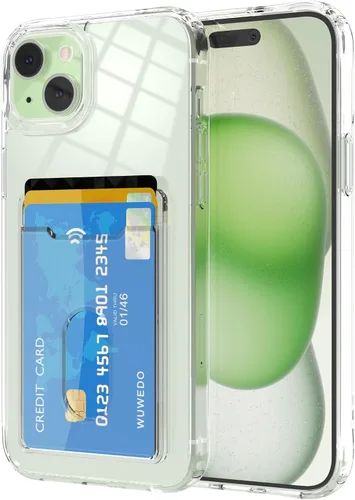Miniatura 28 de 【Actualización】 Funda tipo cartera transparente para iPhone 13, antiamarilleo, delgada, parachoques de TPU + funda trasera de policarbonato con 2