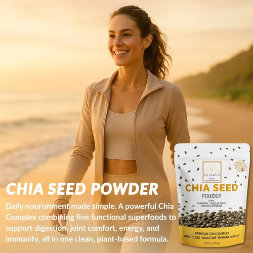 Miniatura 8 de Polvo de semilla de chía orgánica, mezcla de superalimentos 5 en 1 con cúrcuma, jengibre, nigella y pimienta negra, fibra, proteínas y apoyo