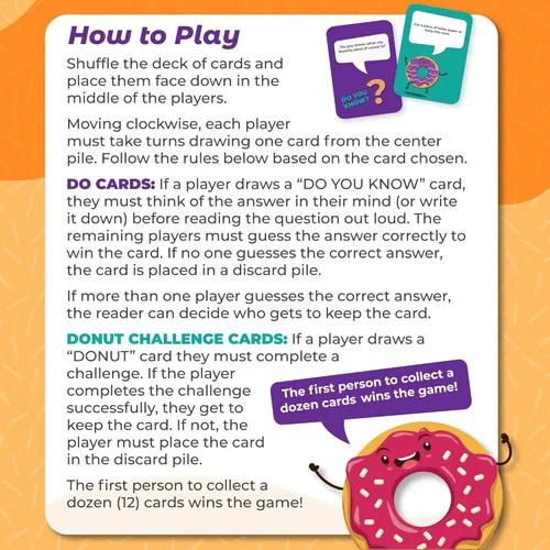 Miniatura 2 de Juego de cartas Do or Donut – Emocionante desafío de noche de juegos en familia y para parejas, juego divertido para reuniones familiares, fiestas