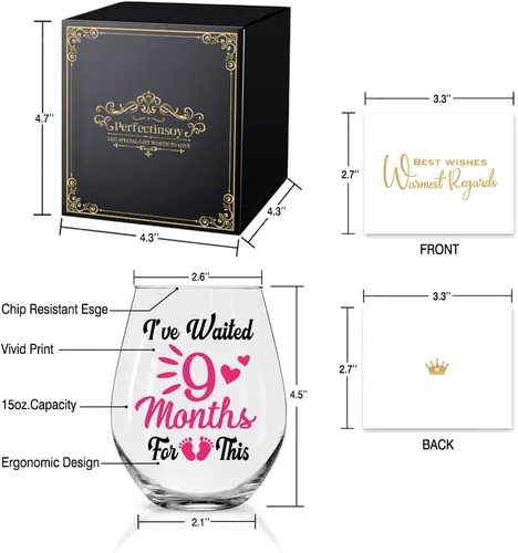Miniatura 2 de Perfectinsoy Copa de vino con caja de regalo, divertida copa de vino sin tallo para mamá nueva, regalo del día de la madre para mamá, regalos
