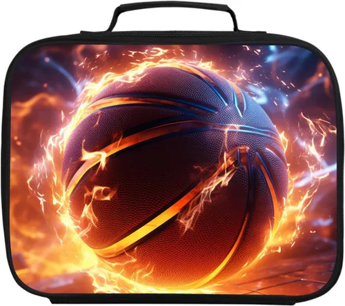 Miniatura 10 de Lonchera de fútbol americano para niños y niñas, bolsa de almuerzo escolar para niños, capa aislada, poliéster, a prueba de fugas, para niños a
