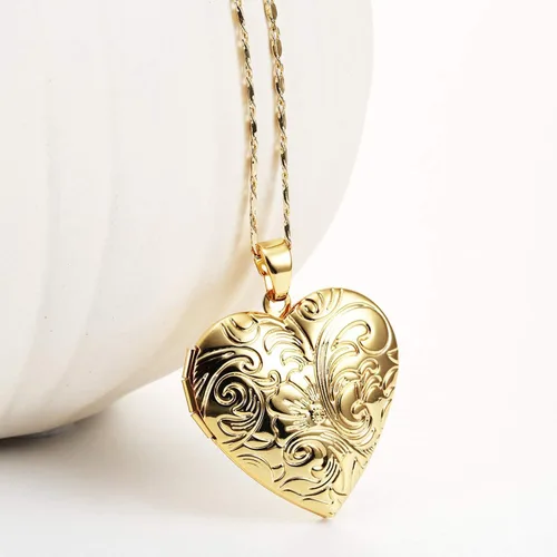 Miniatura 7 de YOUFENG - Collar de relicario que guarda fotos. Collares de relicarios de flores. Colgante bañado en oro de 18 quilates. Regalos para mujeres Niña