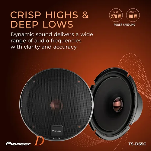Miniatura 4 de Pioneer Serie D TS-D65C - Altavoces de 2 vías de 6.5 pulgadas (par) - 270 W máximo, agudos nítidos + voces claras, actualización ideal de fábrica