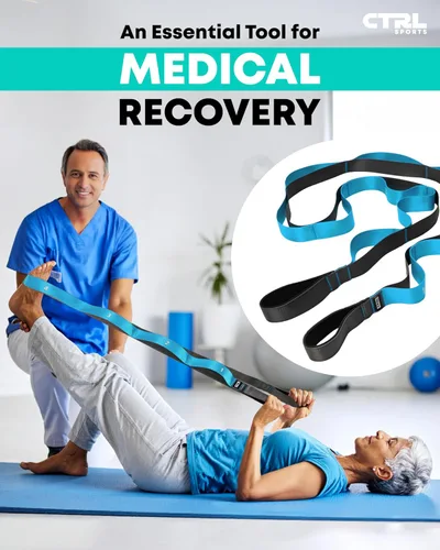 Miniatura 6 de Correa de estiramiento con bucles - Banda de estiramiento no elástica para terapia física, correa de yoga para equipo de estiramiento, bandas