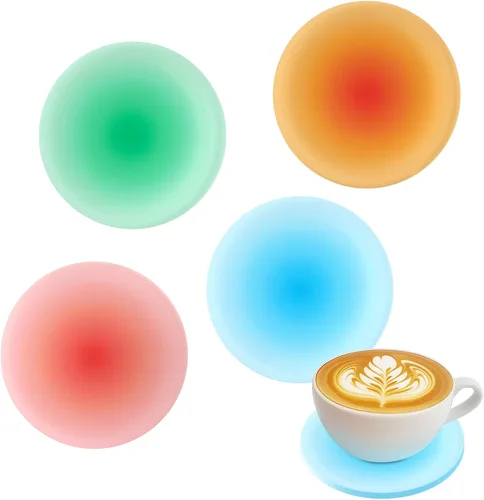 Posavasos acrílicos antideslizantes coloridos, paquete de 4 posavasos redondos de 3.8 pulgadas, impermeables, resistentes al calor, reutilizables,