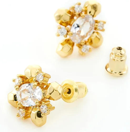 Miniatura 3 de C.Paravano Aretes de oro de 18 quilates Aretes de tuerca para mujer Aretes hipoalergénicos para mujer Aretes de tuerca con parte trasera plana
