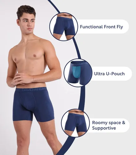 Miniatura 4 de DAVID ARCHY Calzoncillos tipo bóxer de bambú transpirables y suaves con bragueta para hombre, paquete de 3 o 4