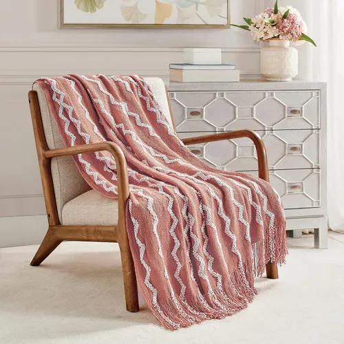 Miniatura 22 de Bourina - Manta de chenilla de punto, ligera, suave, acogedora, para cama, sofá, silla
