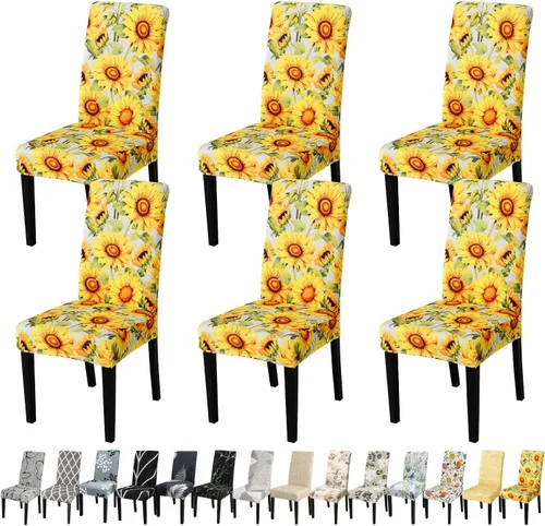 Miniatura 114 de JQinHome Juego de 8 fundas para sillas de comedor, fundas de alta elasticidad extraíbles y lavables, fundas protectoras de asiento para silla