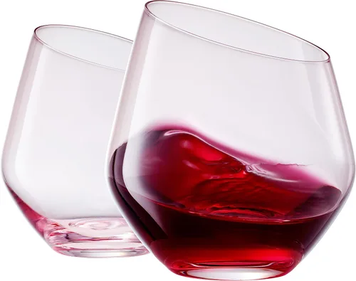 Miniatura 8 de Khen Copas de vino rosa, regalo Juego de 2 Cristalería inclinada de 18 onzas color rubor rosa, vidrio de tallo alto, regalos para esposa, novia