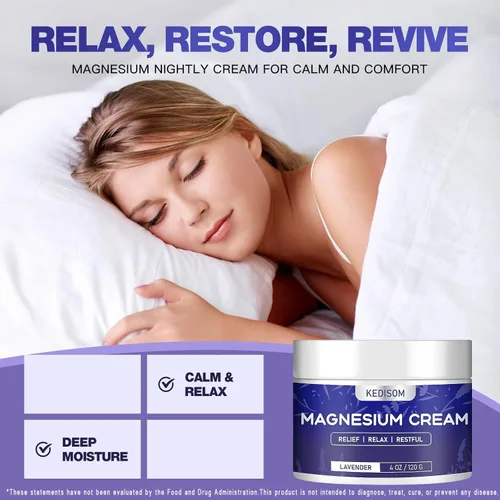 Miniatura 4 de Crema de magnesio para dormir - Loción tópica natural de magnesio, calma - Mantequilla corporal nocturna para hidratación profunda - Seguro
