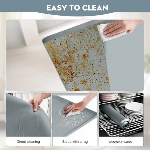 Miniatura 4 de Fundas para lavadora y secadora para la parte superior, 27 x 27 pulgadas, alfombrilla protectora de silicona para lavadora y secadora, Gris