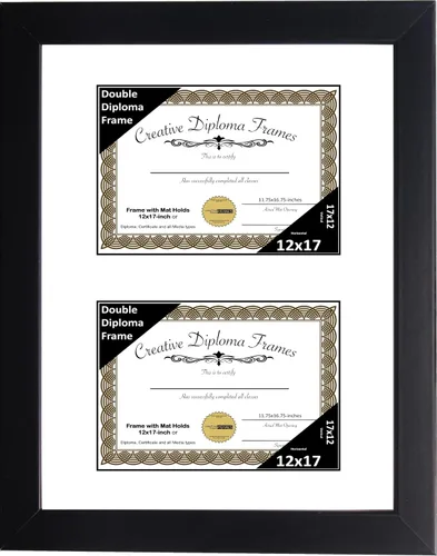 Miniatura 68 de Creative Picture Frames Marco de diploma doble clásico negro de 6 x 8 pulgadas con vidrio negro y colgador de pared instalado