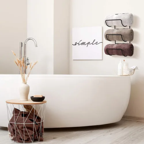 Miniatura 3 de Sorbus Toallero para pared de baño, 6 niveles para colgar toallas de baño, toallas de baño, ropa de cama, estantes negros para baño, spa, salón