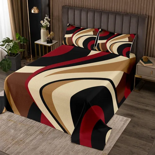 Miniatura 9 de Castle Fairy Juego de edredón moderno de 2 piezas con diseño de rayas abstractas, gris, rojo, negro, para niños, jóvenes, hombres y mujeres