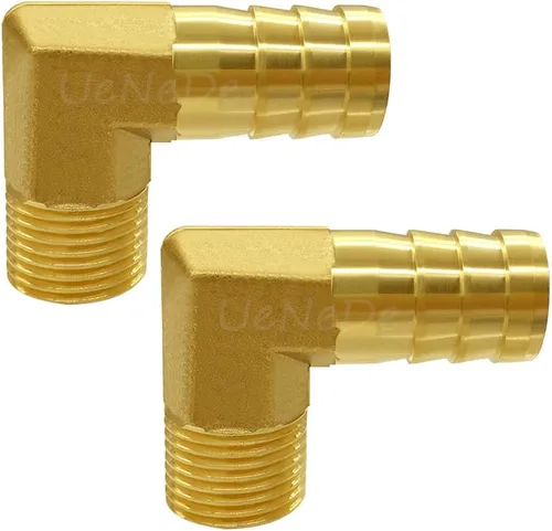 Miniatura 10 de Uenede 3 unids latón 1/2 "NPT macho a 5/8" Barb 90 grados codo rosca manguera manguera accesorios de púas para agua/aceite/gas